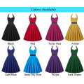 Grace Karin Retro Vintage Sweetheart Backless Halter Nylon-Cotton Black Party Picnic Dress CL008950-1